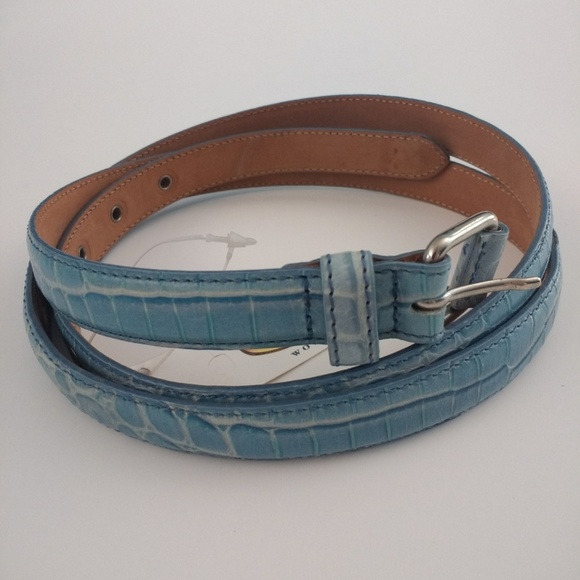 Talbots Accessories - Talbots Blue Crocodile Pebbled Leather Belt, 3X